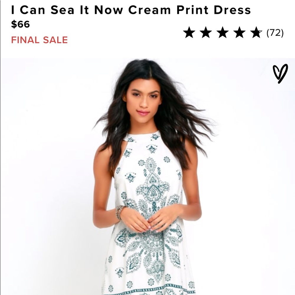 Lulu’s I Can Sea it Now cream print dress